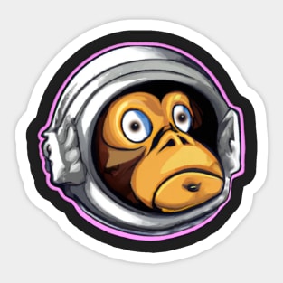 Astraminals Cartoon Monkeynaut Head Pink Sticker